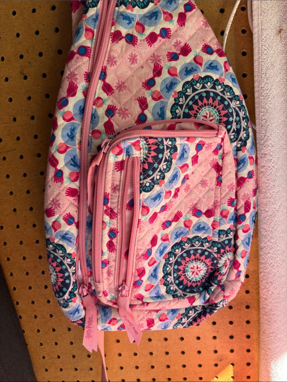Pink Floral Mandala Crossbody Sling Bag